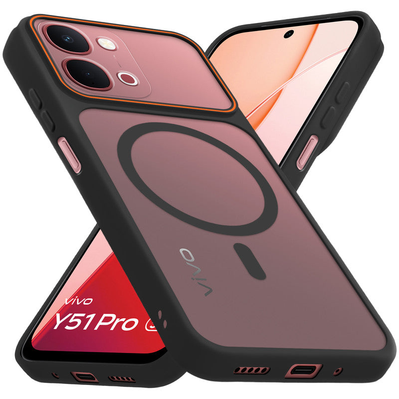 Premium Magnetic Case for Vivo Y51 Pro 5G with Frosted Back, Soft Silicone Edges & Raised Camera Protection