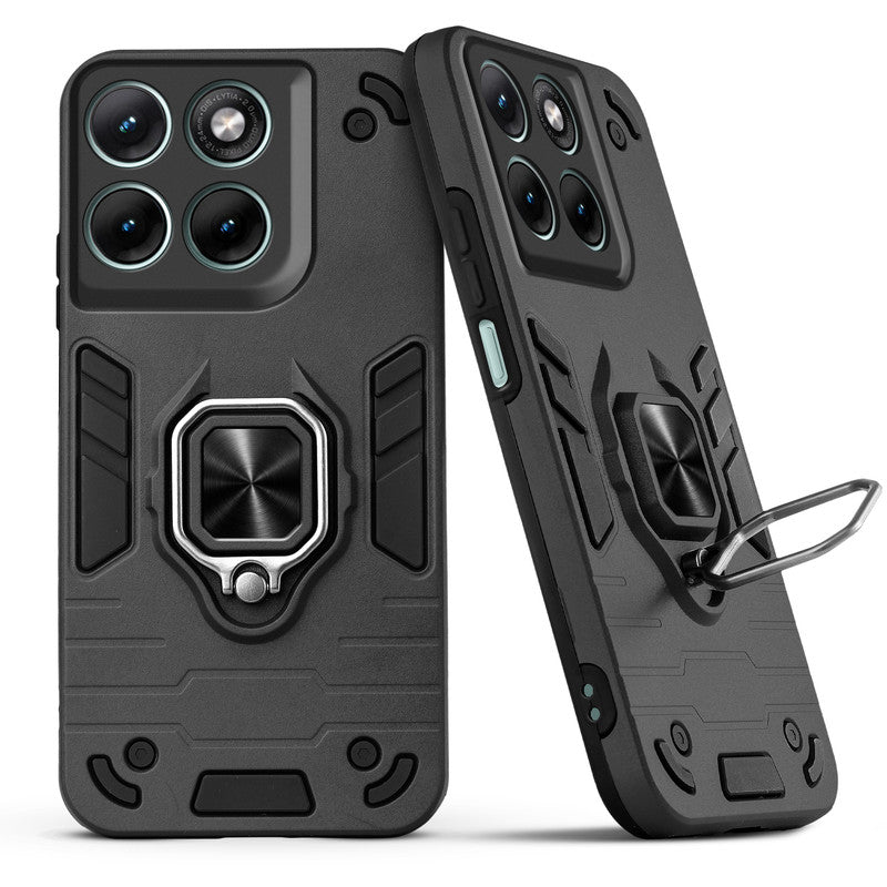 Back view of Motorola G37 5G case highlighting the built-in rotating metal ring holder