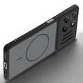 Angled view of Black mobile case for Motorola G57 Power 5G with proper charging port cutout, speaker holes and strong corner protection.