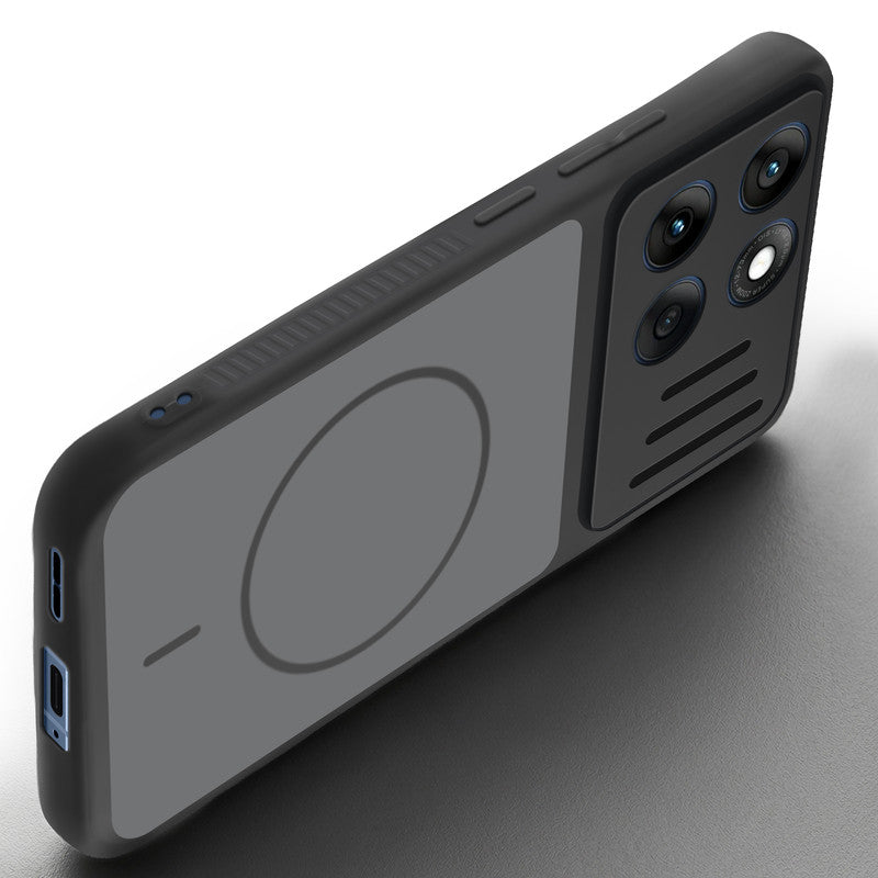 Angled view of Black mobile case for Motorola Moto Edge 60 Fusion 5G with proper charging port cutout, speaker holes and strong corner protection.