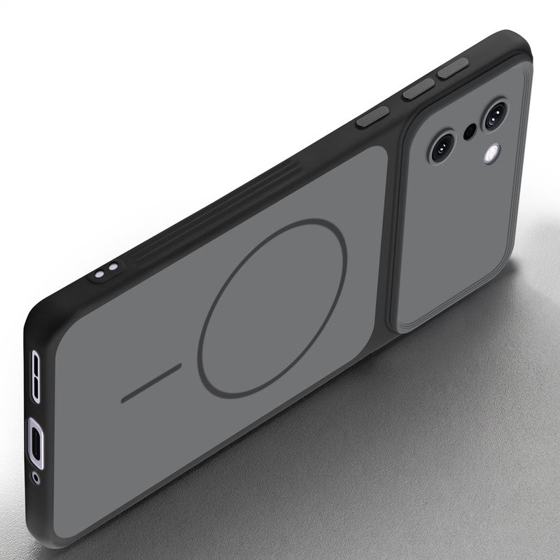 Slim silicone Black phone case for OnePlus 15R 5G side angle view showing grip texture and precise cutouts