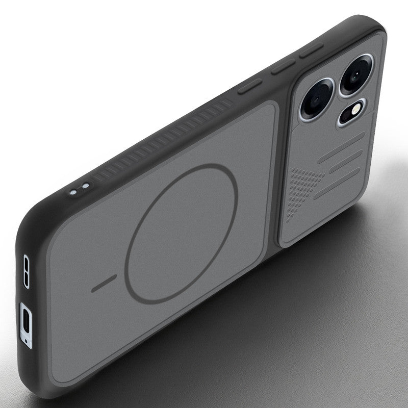 Angled view of Black mobile case for OnePlus Nord CE 6 5G with proper charging port cutout, speaker holes and strong corner protection.