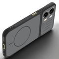 Angled view of Black mobile case for Oppo A6 Pro 5G with proper charging port cutout, speaker holes and strong corner protection.