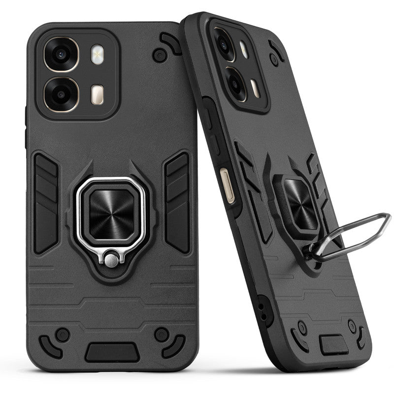 Back view of Oppo A6 Pro 5G case highlighting the built-in rotating metal ring holder