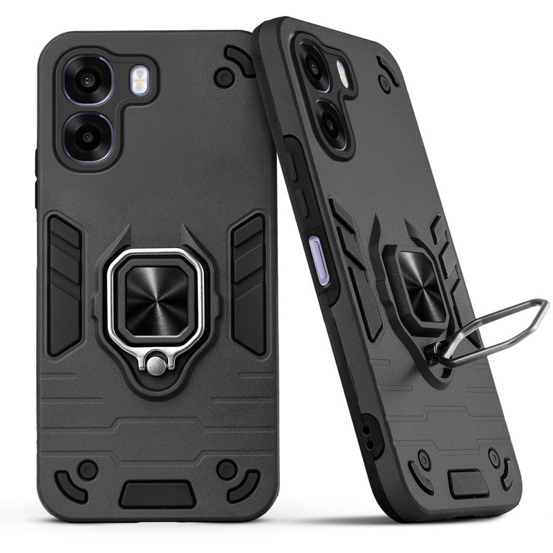 Back view of Oppo A6x 5G case highlighting the built-in rotating metal ring holder