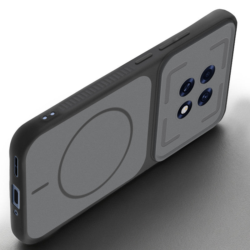 Angled view of Black mobile case for Oppo F31 Pro Plus 5G with proper charging port cutout, speaker holes and strong corner protection.