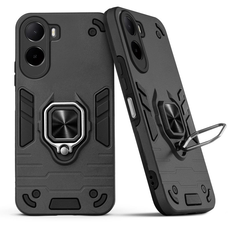 Back view of Poco C85x 5G case highlighting the built-in rotating metal ring holder