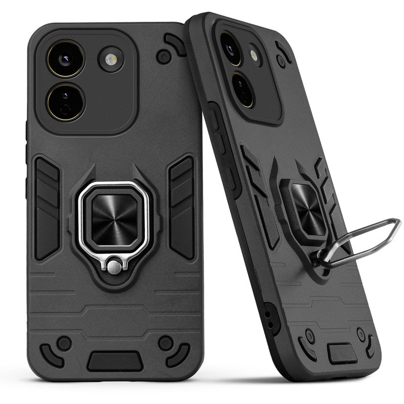 Back view of Poco X8 Power 5G case highlighting the built-in rotating metal ring holder