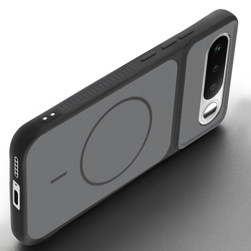 Angled view of Black mobile case for Realme 16 5G with proper charging port cutout, speaker holes and strong corner protection.