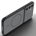 Angled view of Black mobile case for Samsung A37 5G with proper charging port cutout, speaker holes and strong corner protection.