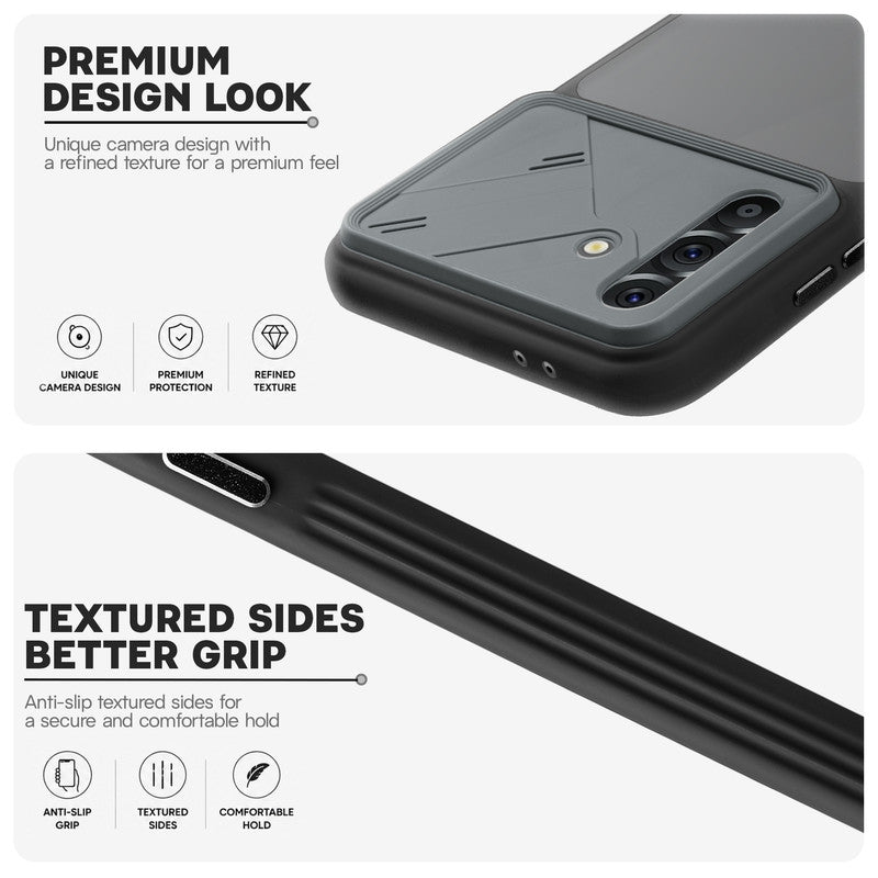 Premium Frosted Back Cover with Textured Camera Design & Metal-Look Buttons for Samsung A56 5G