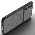 Angled view of Black mobile case for Samsung A57 5G with proper charging port cutout, speaker holes and strong corner protection.