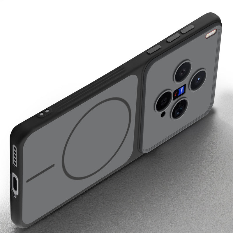 Slim silicone Black phone case for Vivo X300 5G side angle view showing grip texture and precise cutouts