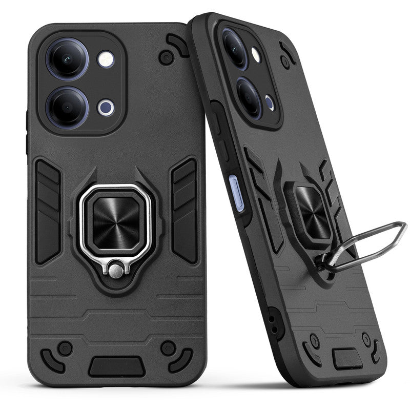 Back view of Vivo Y11 5G case highlighting the built-in rotating metal ring holder