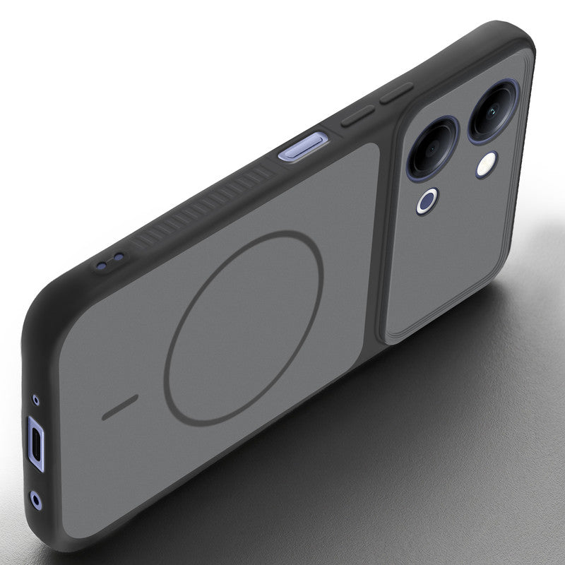 Angled view of Black mobile case for Vivo Y21 5G with proper charging port cutout, speaker holes and strong corner protection.