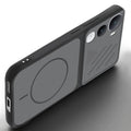 Angled view of Black mobile case for Vivo Y400 5G with proper charging port cutout, speaker holes and strong corner protection.