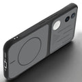 Angled view of Black mobile case for iQOO Z10R 5G with proper charging port cutout, speaker holes and strong corner protection.