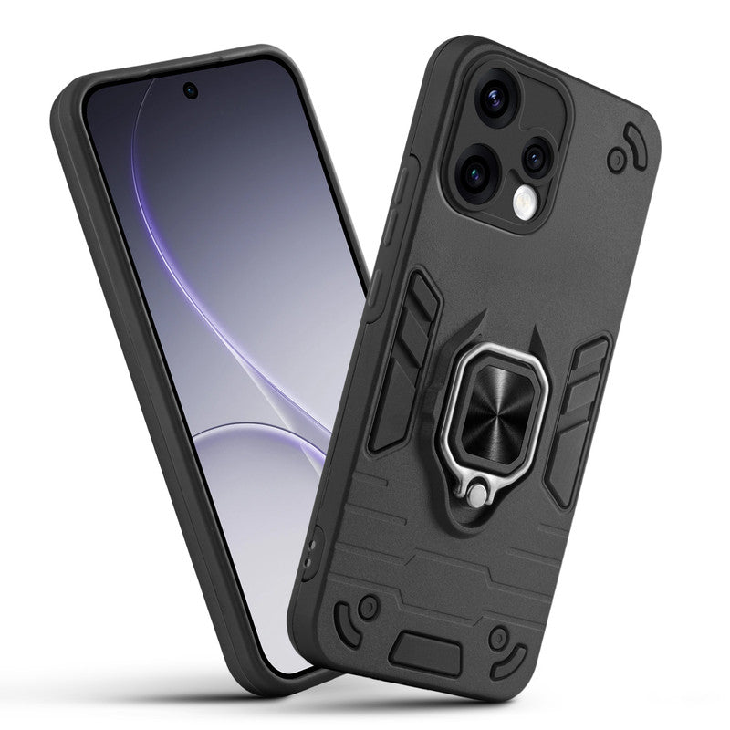 Front and back view of Oppo Reno 15 5G fitted with a protective case and ring grip