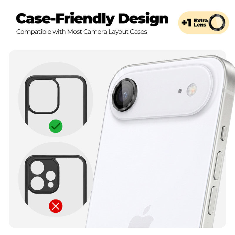 Camera Lens Protector For Apple iPhone 17 Air, HD Clear Lens Guard (2 Camera Rings)