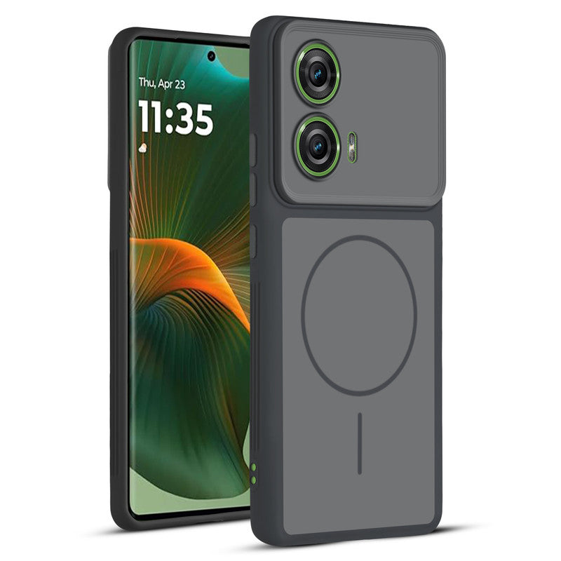 Full protective dual tone Black silicone case for Motorola Moto Edge 50 Fusion 5G showing front and back design coverage