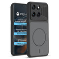 Front and back view of Black protective back cover for Motorola Moto Edge 60 5G with textured sides, camera guard and slim fit design.
