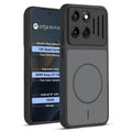 Front and back view of Black protective back cover for Motorola Moto Edge 60 Fusion 5G with textured sides, camera guard and slim fit design.