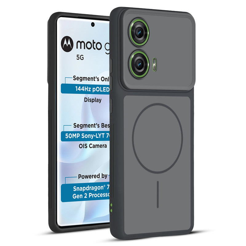 Full protective dual tone Black silicone case for Motorola Moto G96 5G showing front and back design coverage