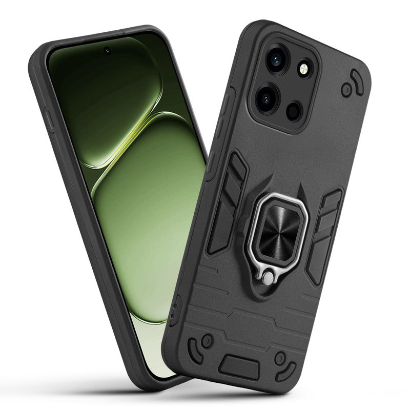 Front and back view of OnePlus Nord 6 5G fitted with a protective case and ring grip