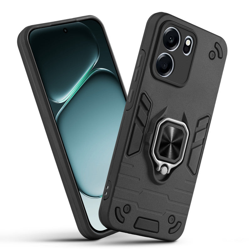 Front and back view of OnePlus Nord CE 6 5G fitted with a protective case and ring grip