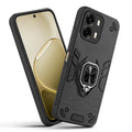 Front and back view of Oppo A6 Pro 5G fitted with a protective case and ring grip