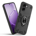 Front and back view of Oppo A6x 5G fitted with a protective case and ring grip