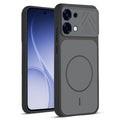Front and back view of Black protective back cover for Oppo F31 5G with textured sides, camera guard and slim fit design.