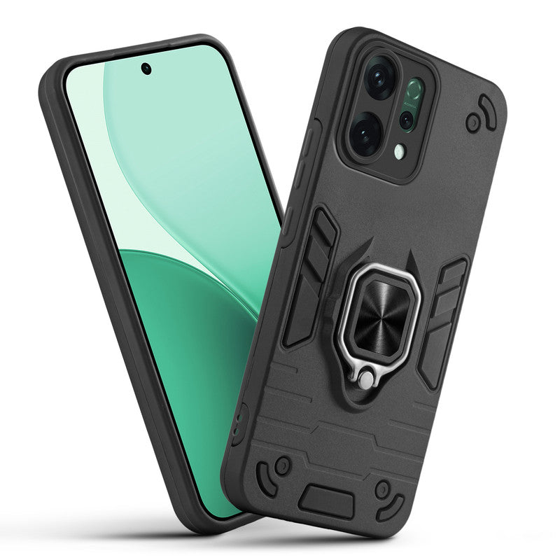 Front and back view of Oppo Reno 14 5G fitted with a protective case and ring grip