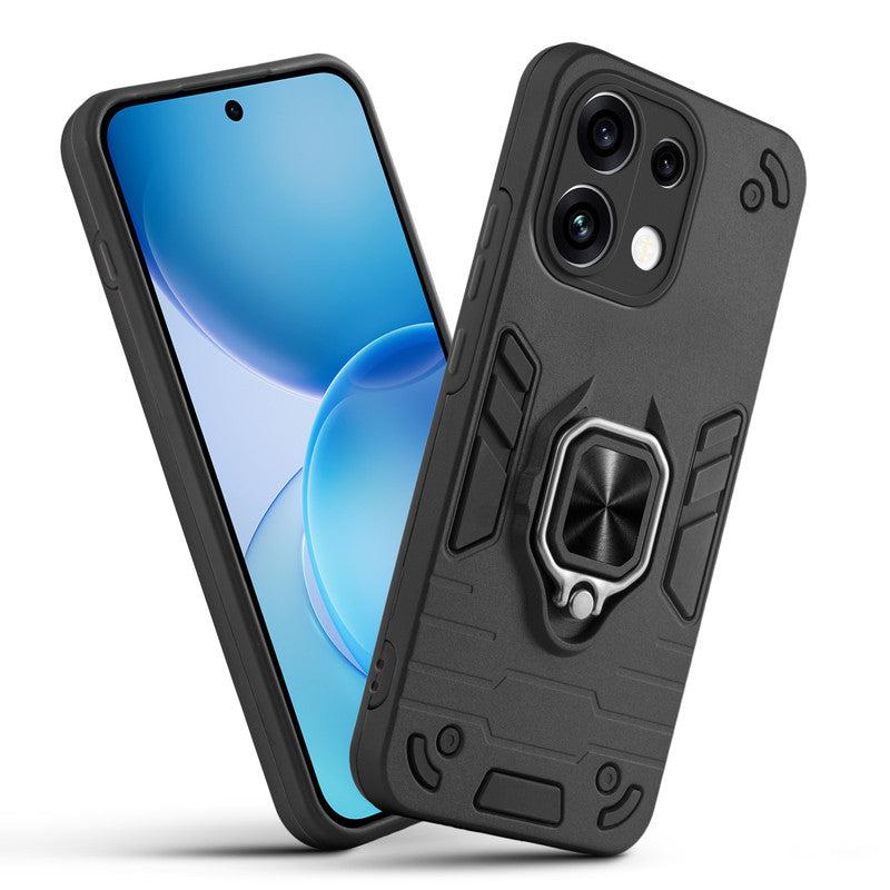 Front and back view of Oppo Reno 16C 5G fitted with a protective case and ring grip