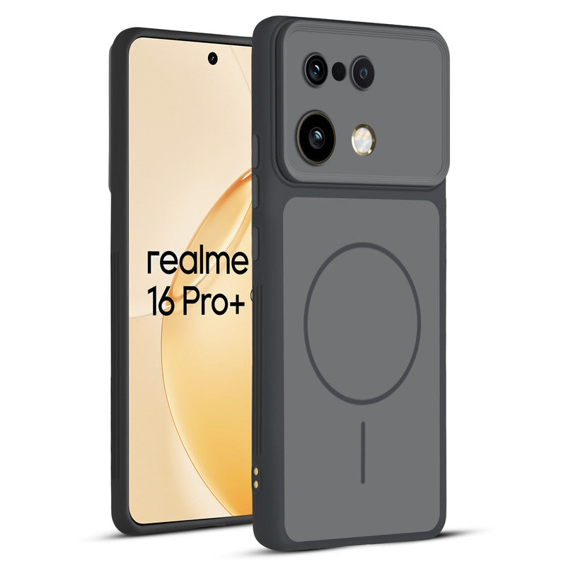 Full protective dual tone Black silicone case for Realme 16 Pro Plus 5G showing front and back design coverage