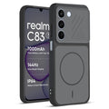 Front and back view of Black protective back cover for Realme C83 5G with textured sides, camera guard and slim fit design.