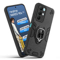 Front and back view of Realme Narzo 90x 5G fitted with a protective case and ring grip