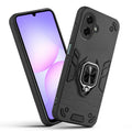 Front and back view of Samsung A07 5G fitted with a protective case and ring grip