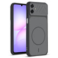 Front and back view of Black protective back cover for Samsung A07 5G with textured sides, camera guard and slim fit design.
