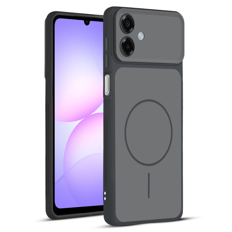 Full protective dual tone Black silicone case for Samsung A07 5G showing front and back design coverage