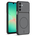 Front and back view of Black protective back cover for Samsung A26 5G with textured sides, camera guard and slim fit design.