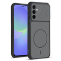 Front and back view of Black protective back cover for Samsung A36 5G with textured sides, camera guard and slim fit design.