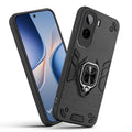 Front and back view of Vivo T5 Pro 5G fitted with a protective case and ring grip