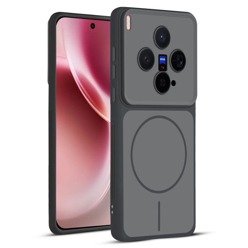 Full protective dual tone Black silicone case for Vivo X300 5G showing front and back design coverage