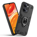 Front and back view of Vivo Y21 5G fitted with a protective case and ring grip