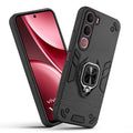 Front and back view of Vivo Y31 5G fitted with a protective case and ring grip