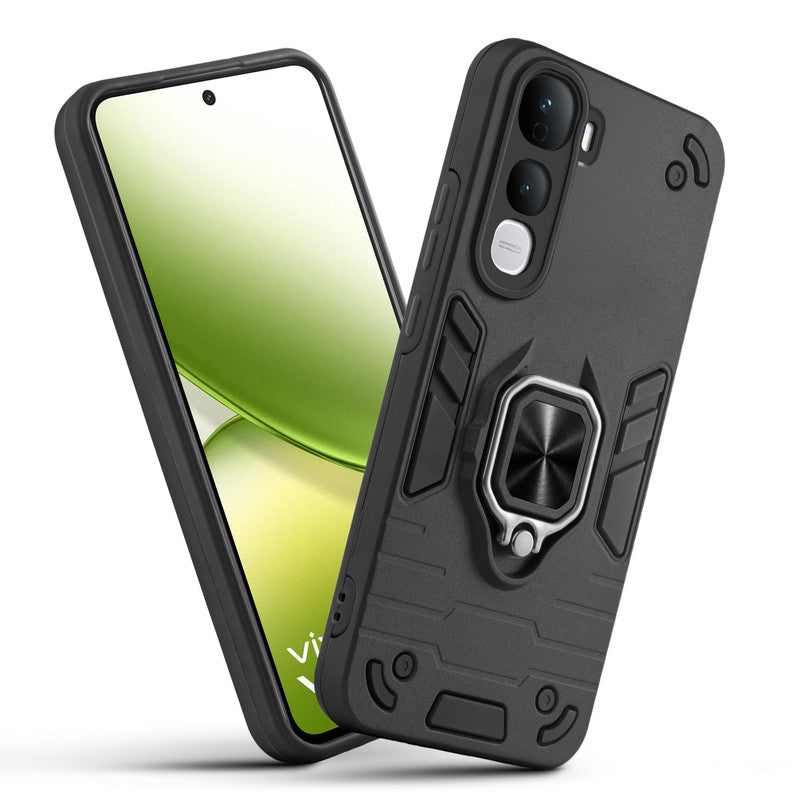 Front and back view of Vivo Y400 5G fitted with a protective case and ring grip