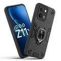 Front and back view of iQOO Z11x 5G fitted with a protective case and ring grip