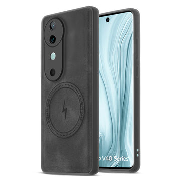 Refined PU Leather Case for Vivo V40 5G , with Support for MagSafe & Wireless Accessories