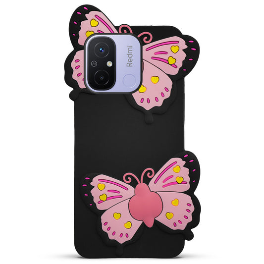 3D Vibrant Butterfly Silicone Phone Case For Redmi 12C